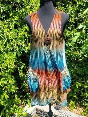 Paradise Striped Beach Coverup With Pockets